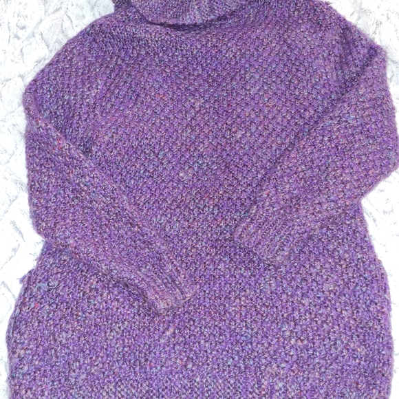 Purple VTG Comfy Knit Long Cardigan Long Slevee with Pockets - Picture 7 of 8